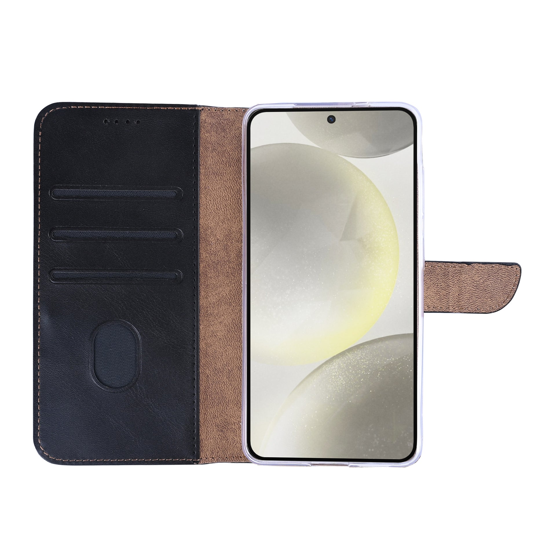 Rixus Bookcase For Samsung Galaxy S24, S25 Black