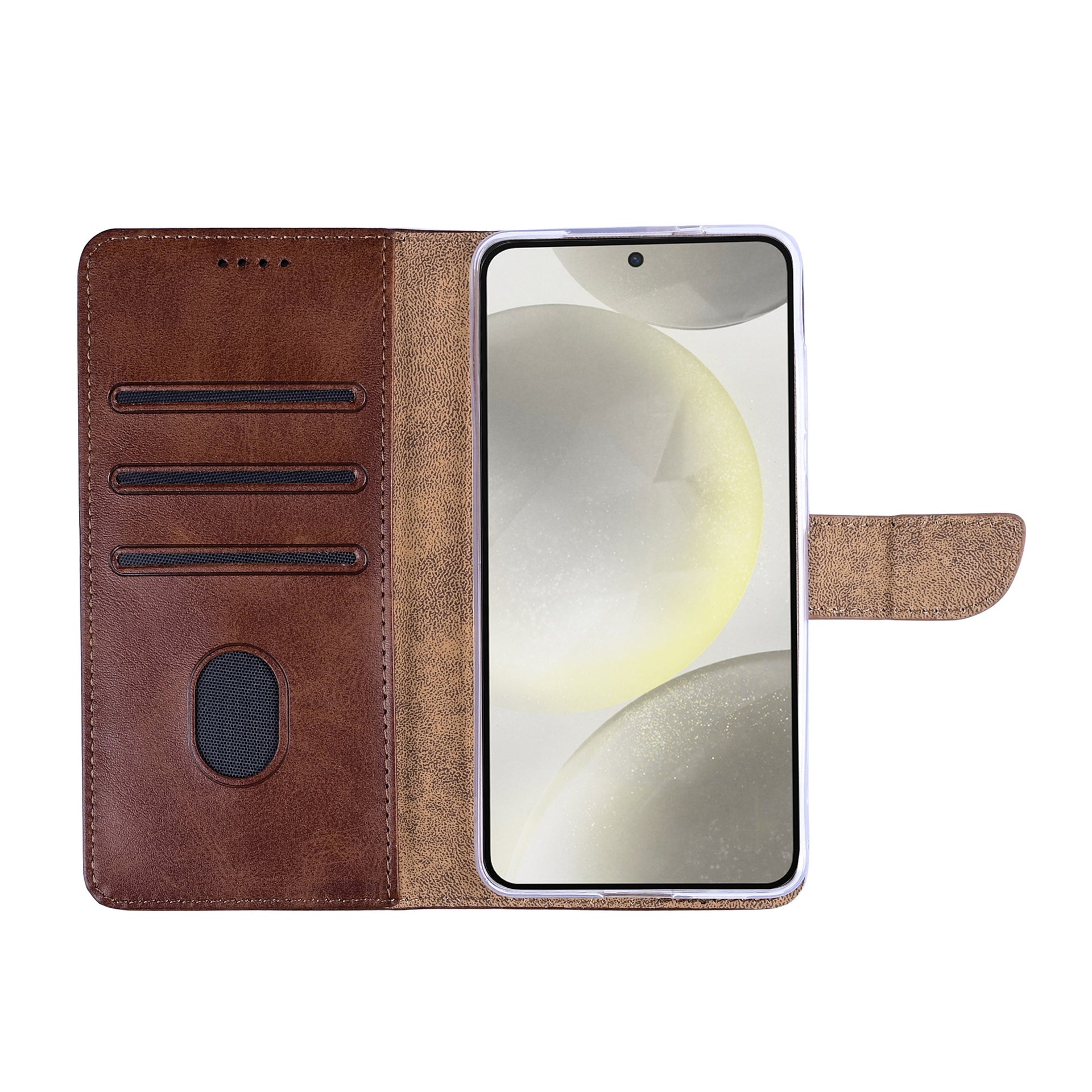 Rixus Bookcase For Samsung Galaxy S24, S25 Brown