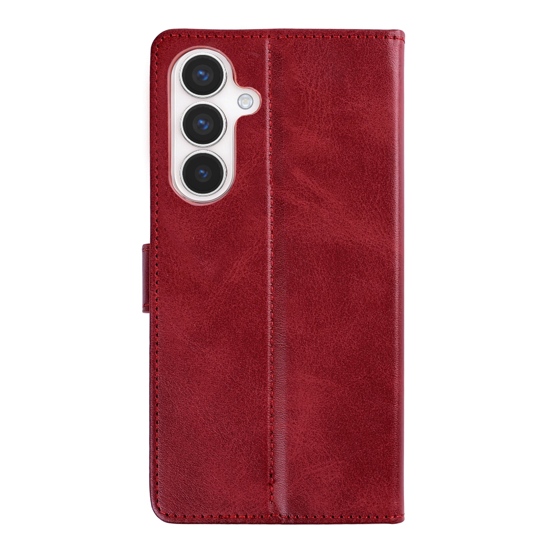 Rixus Bookcase For Samsung Galaxy S24, S25 Dark Red
