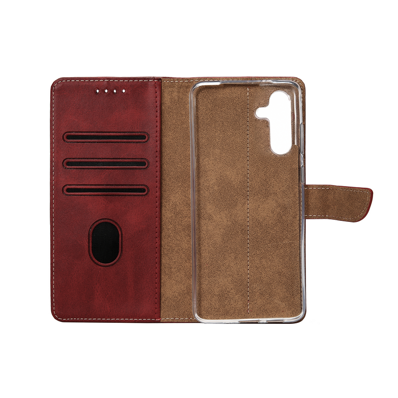 Rixus Bookcase For Samsung Galaxy S24 5G S921B Dark Red