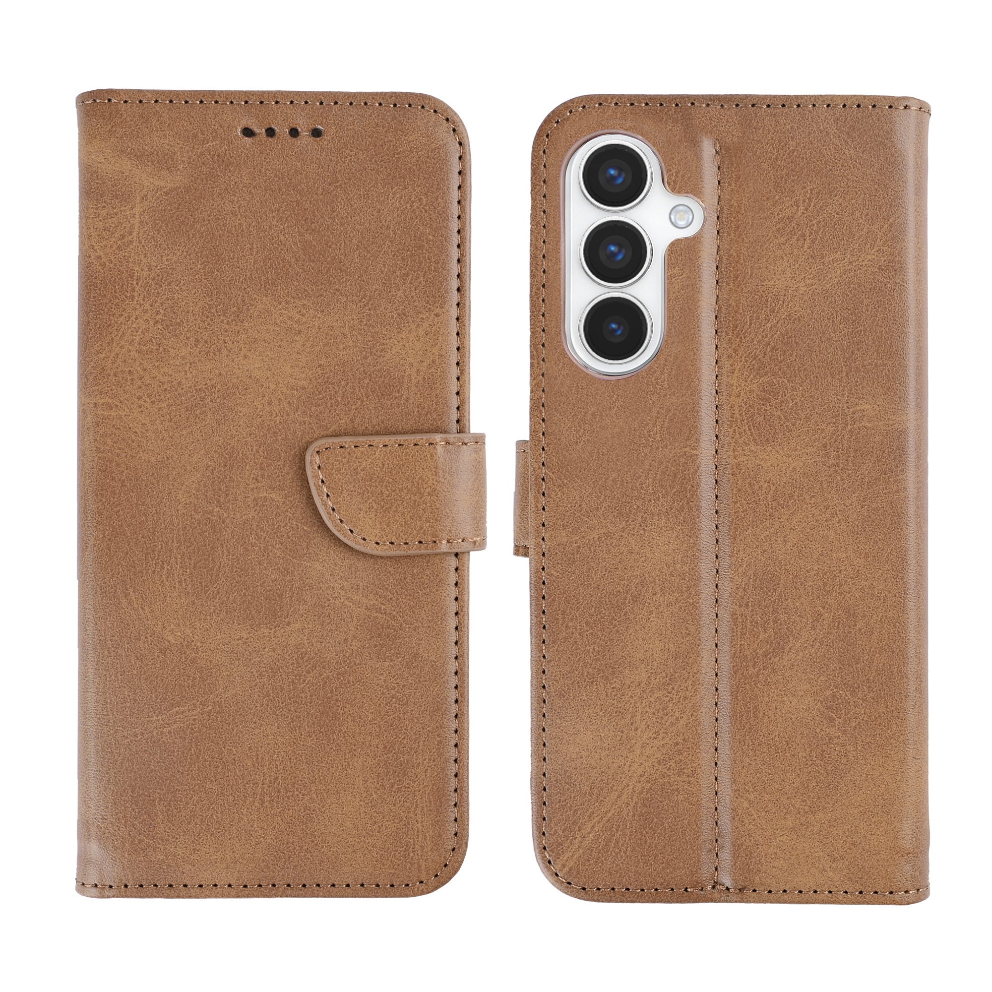 Rixus Bookcase For Samsung Galaxy S24, S25 Light Brown