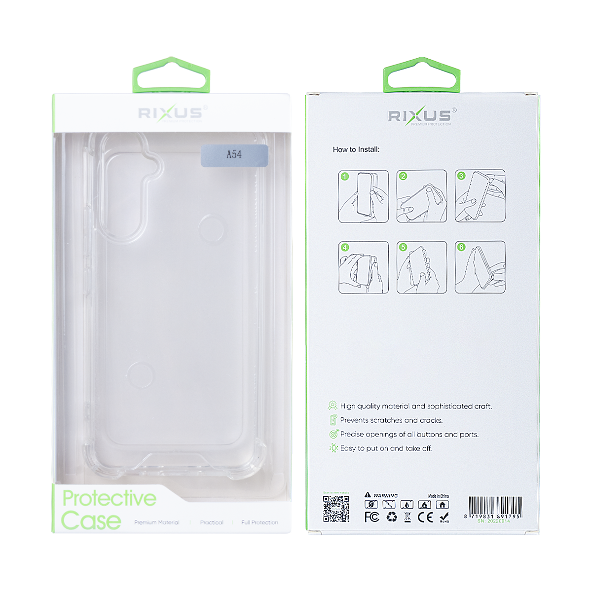 Rixus Anti-Burst Case For Samsung Galaxy A54 Transparent