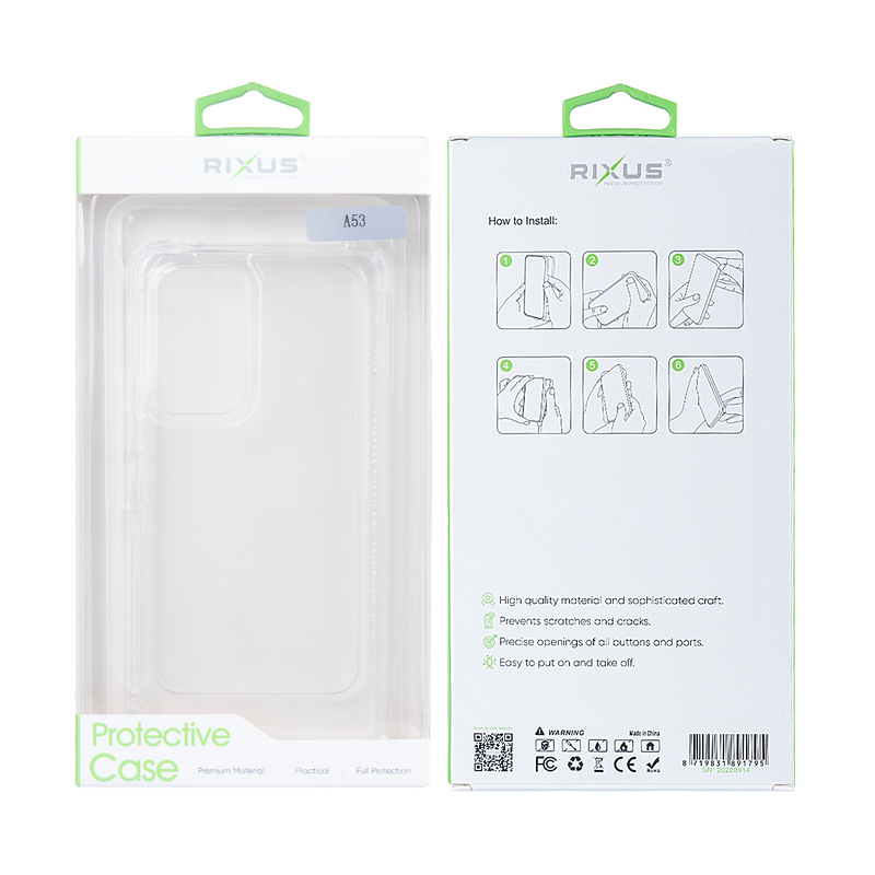 Rixus For Samsung Galaxy A53 Anti-Burst Case Transparent