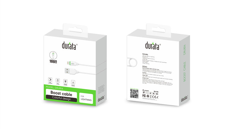Durata Boost Data Cable Lightning 100cm White DR-U81A