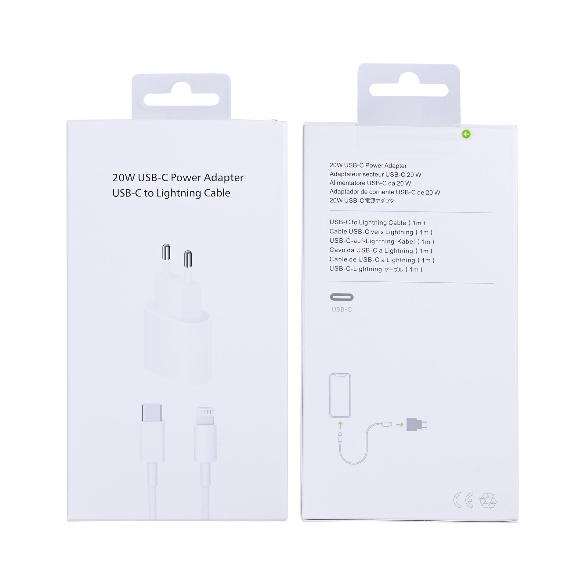 For Apple USB-C Charger 20W With Lightning Cable 100cm White Retail Box