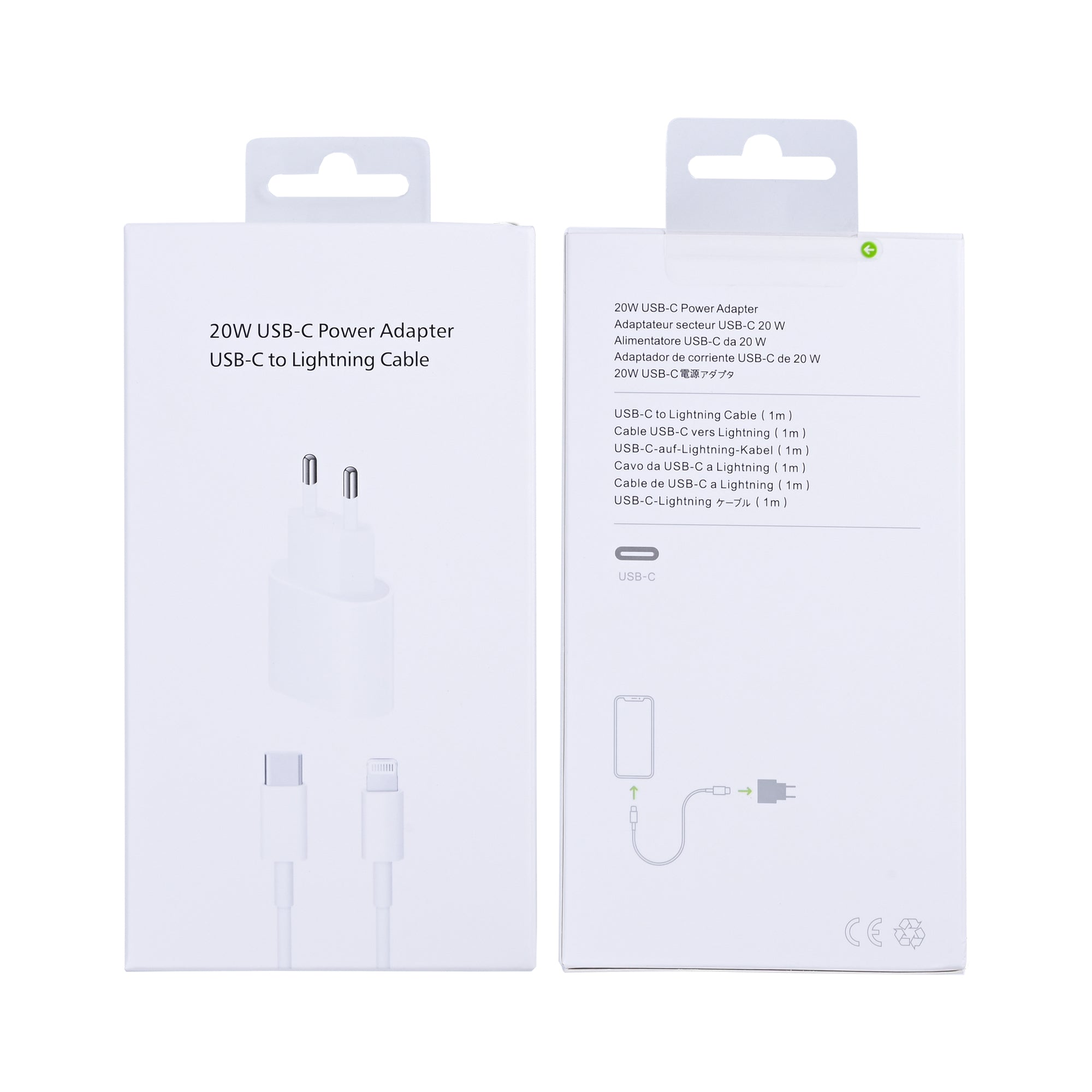 For Apple USB-C Charger 20W With Lightning Cable 100cm White Retail Box