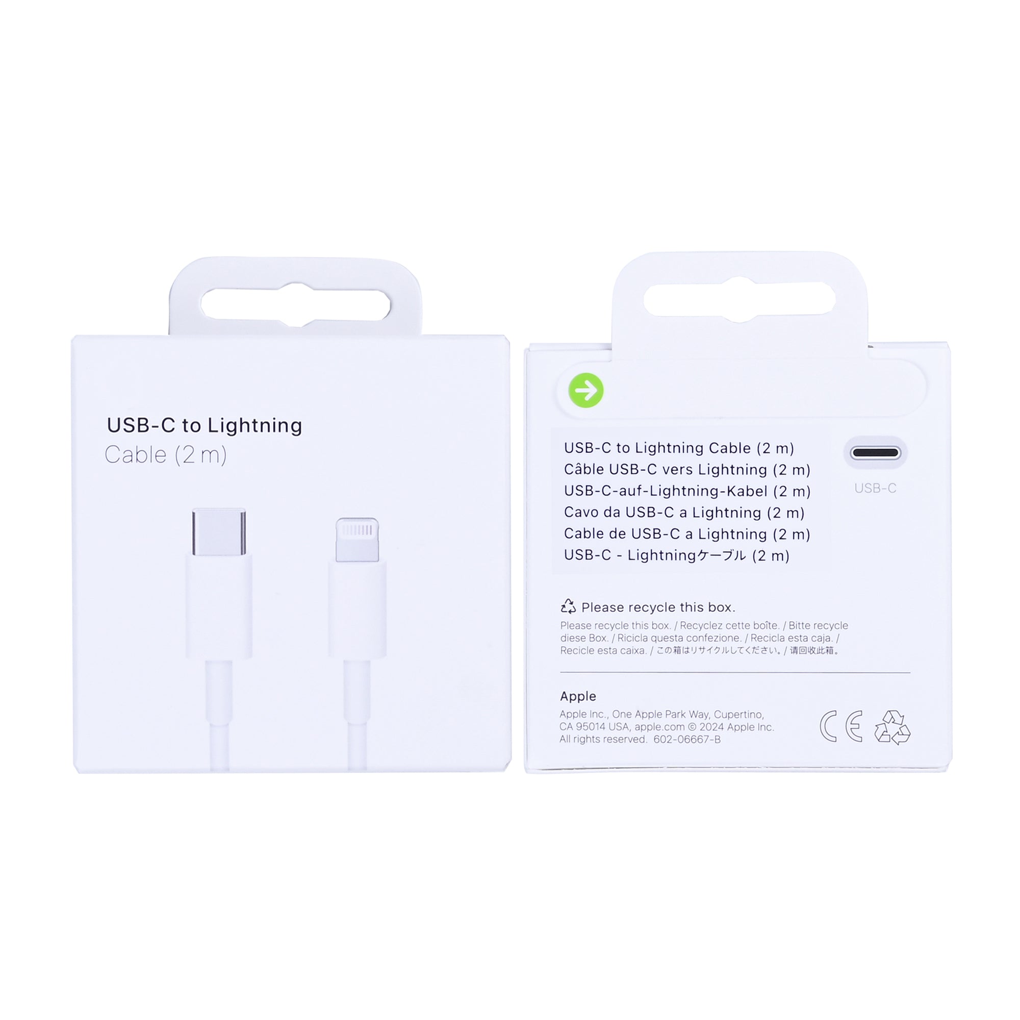 For Apple Cable USB-C To Lightning 200cm White Retail Box