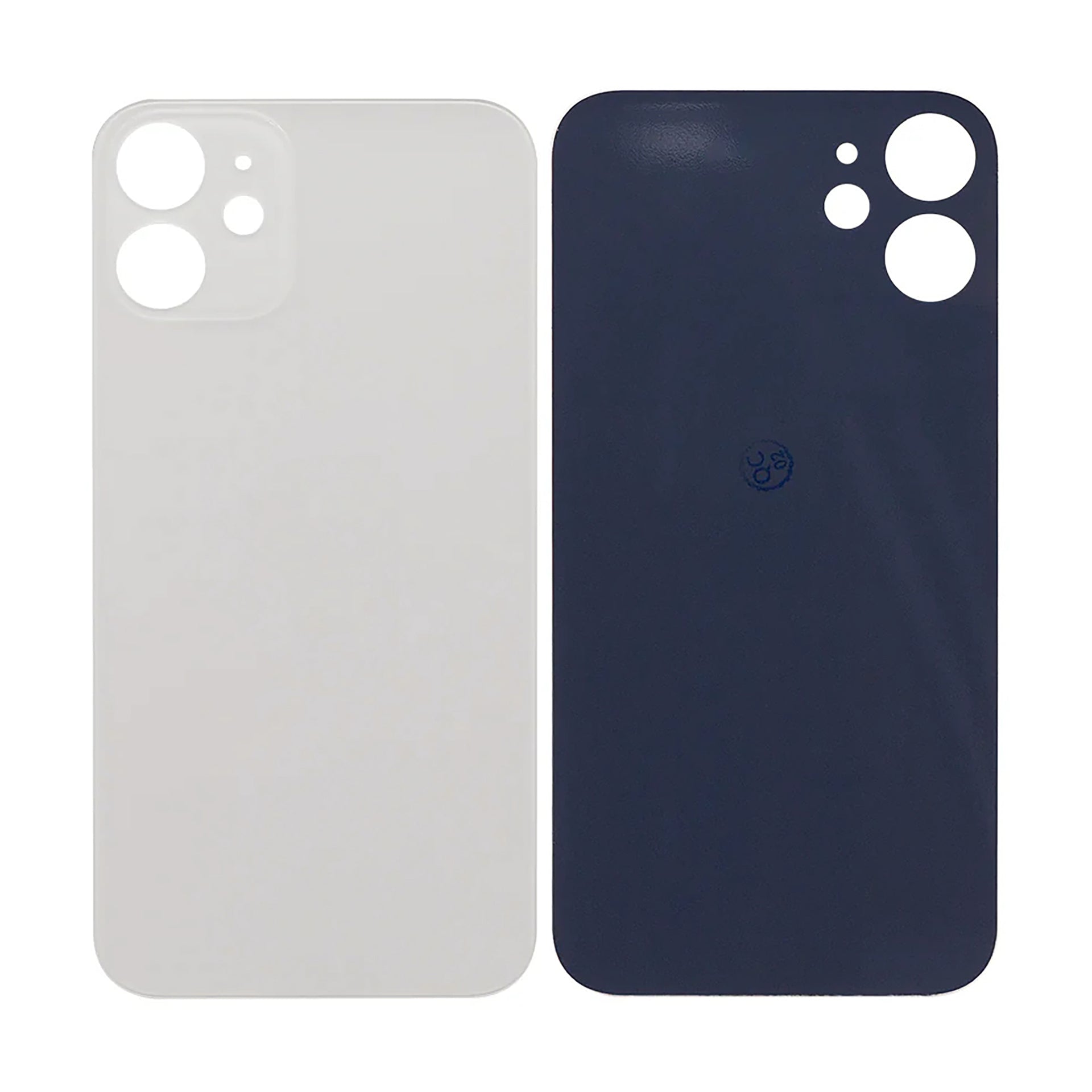For Apple iPhone 12 Mini Back Glass, Enlarged Camera Frame White Compatible