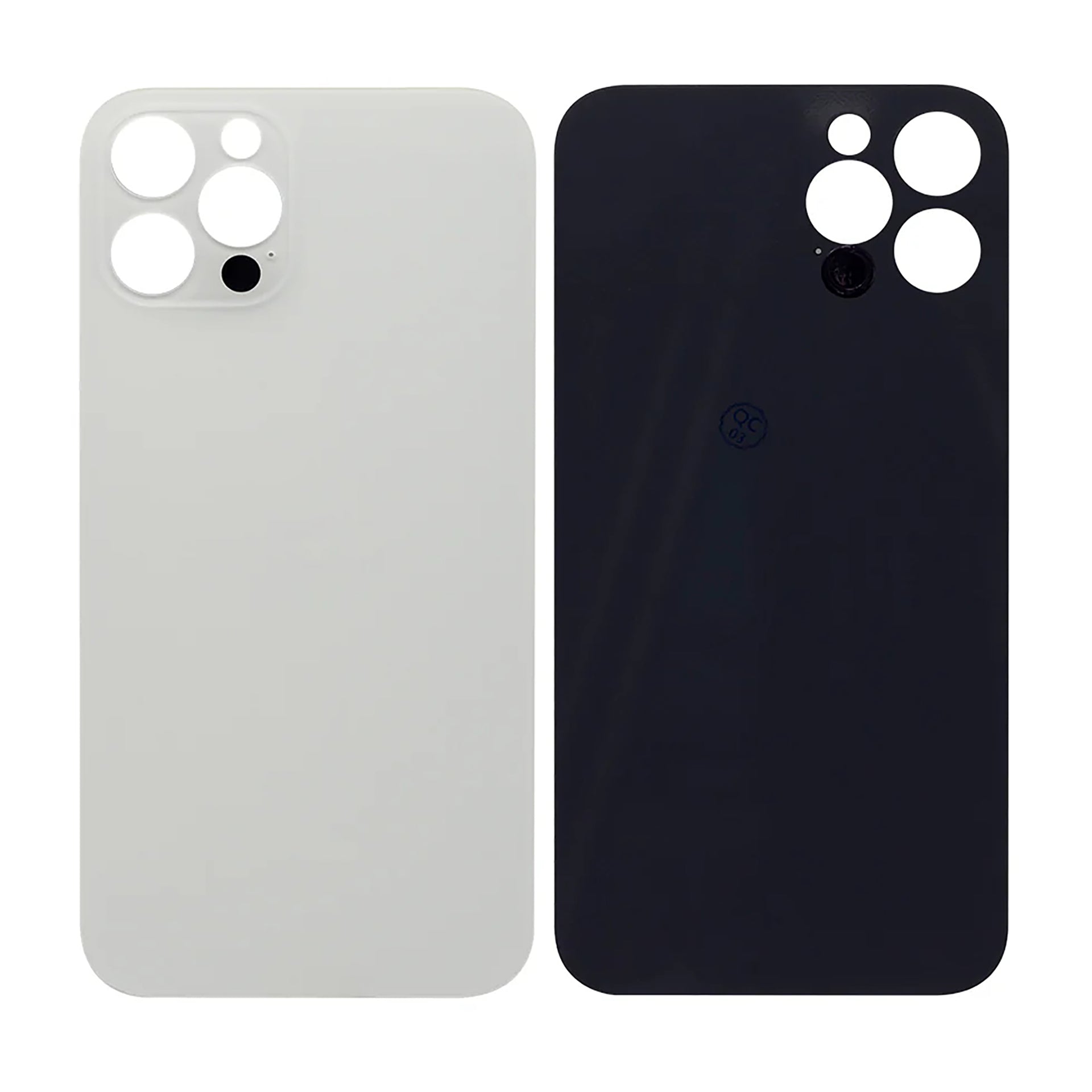For Apple iPhone 12 Pro Back Glass, Enlarged Camera Frame Silver Compatible