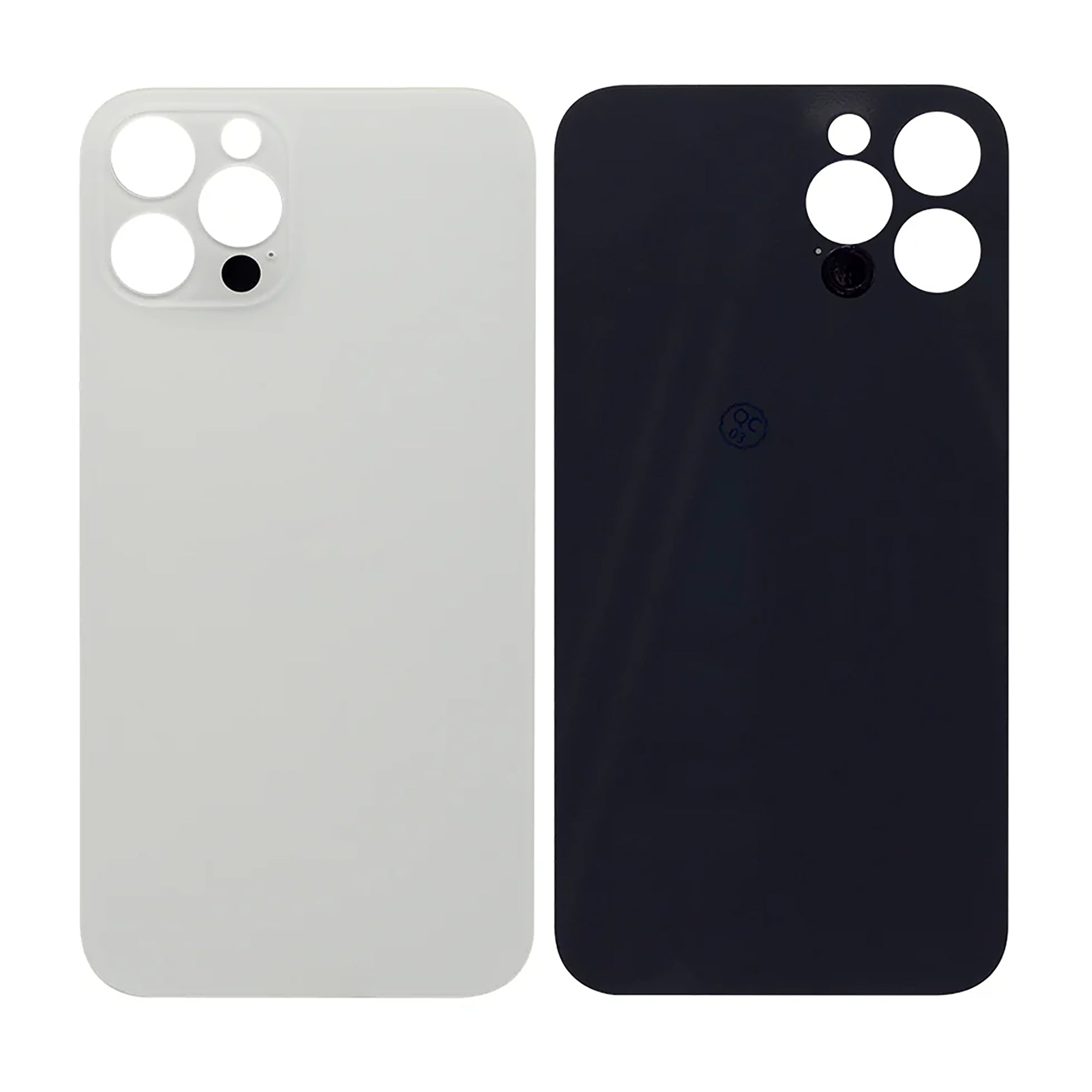 For Apple iPhone 12 Pro Back Glass, Enlarged Camera Frame Silver Compatible