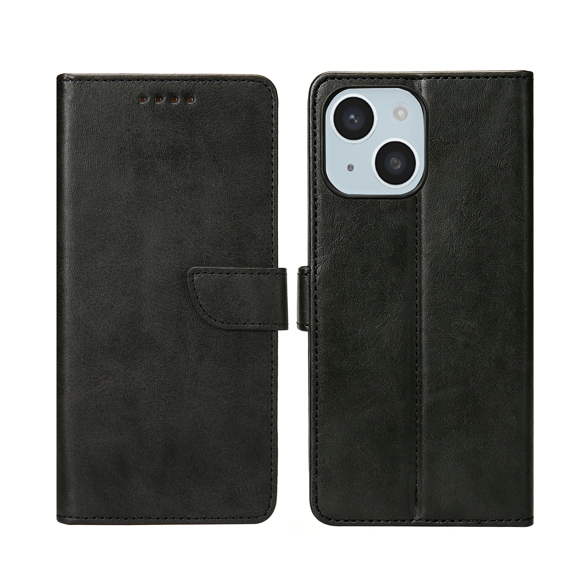 Rixus Bookcase For Apple iPhone 15 Plus Black