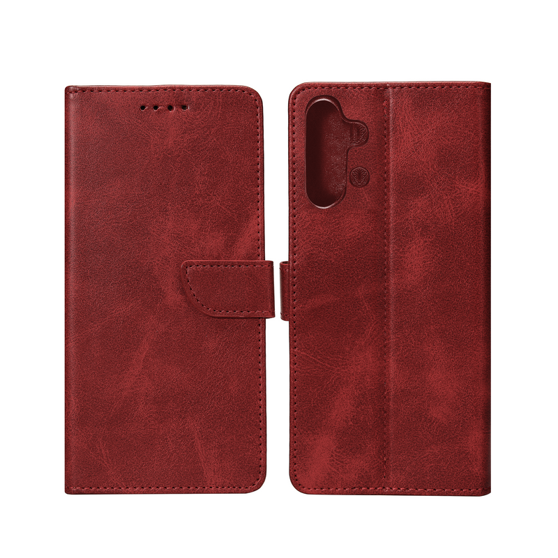Rixus Bookcase For Samsung Galaxy A32 5G Dark Red