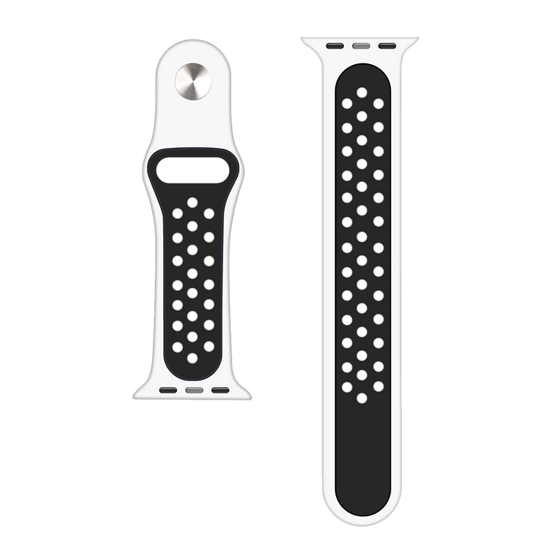 For Apple Watch 38mm, 40mm, 41mm Silicone Double Color Sport Band White/Black Retail Box
