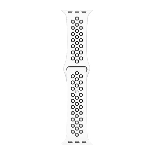 Silicone Double Color Sport Band For Apple Watch 42mm, 44mm, 45mm, 49mm White, Black Retail Box