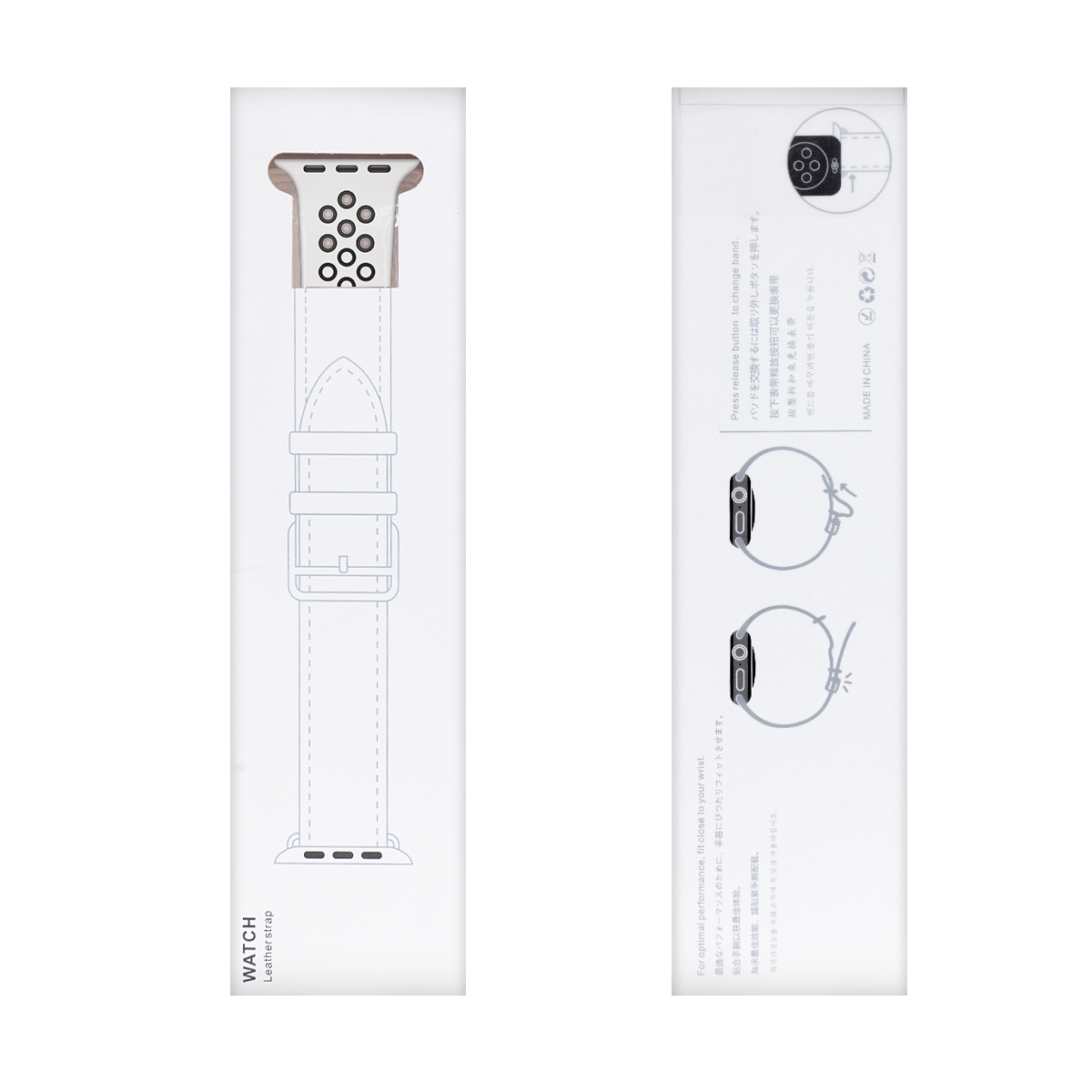 Silicone Double Color Sport Band For Apple Watch 42mm, 44mm, 45mm, 49mm White, Black Retail Box