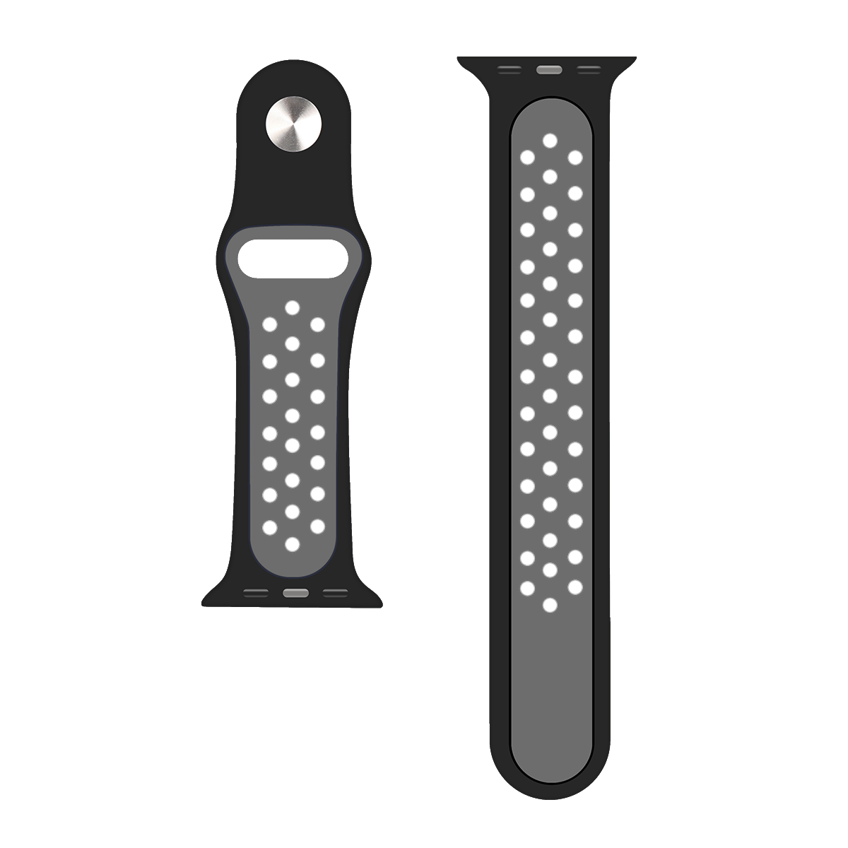 Silicone Double Color Sport Band For Apple Watch 42mm, 44mm, 45mm, 49mm Black, Gray Retail Box