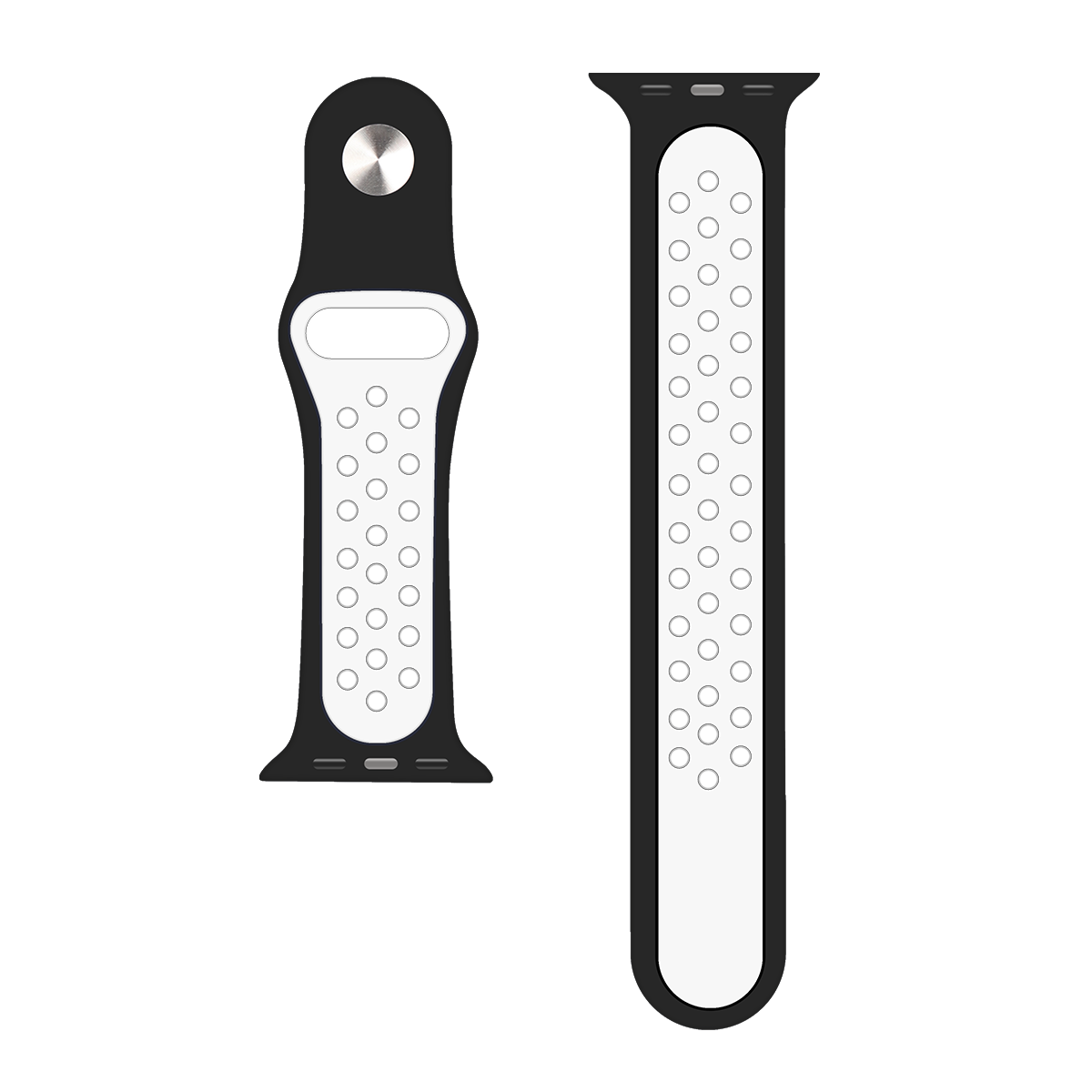 Silicone Double Color Sport Band For Apple Watch 38mm, 40mm, 41mm Black, White Retail Box