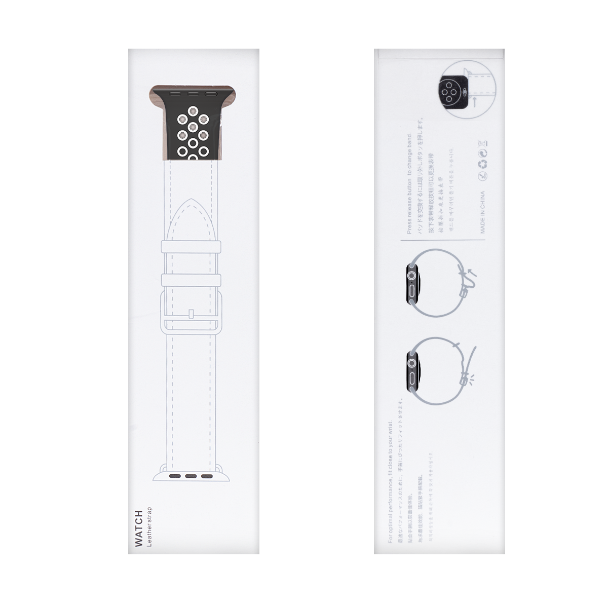 Silicone Double Color Sport Band For Apple Watch 38mm, 40mm, 41mm Black, White Retail Box