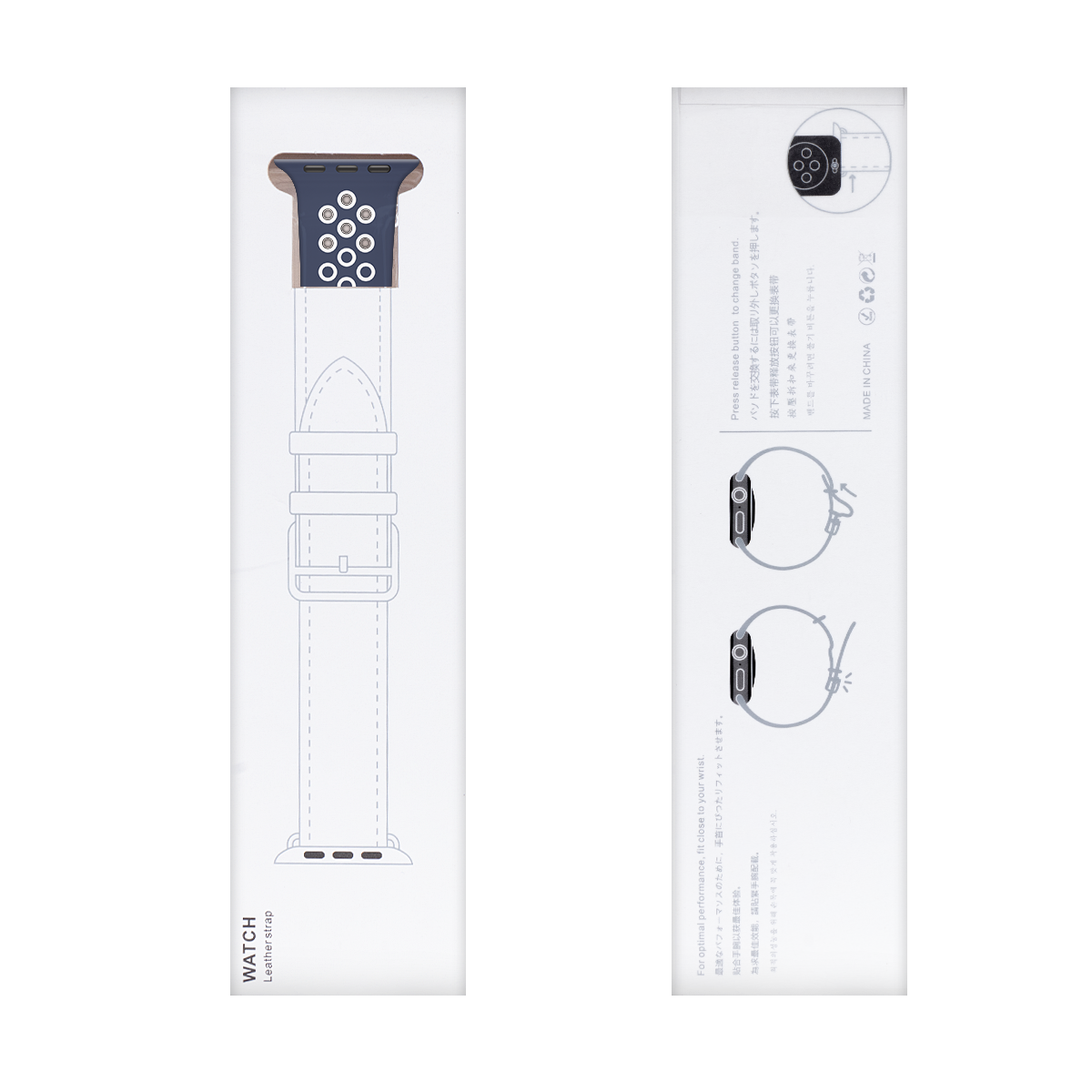 Silicone Double Color Sport Band For Apple Watch 42mm, 44mm, 45mm, 49mm Blue, White Retail Box