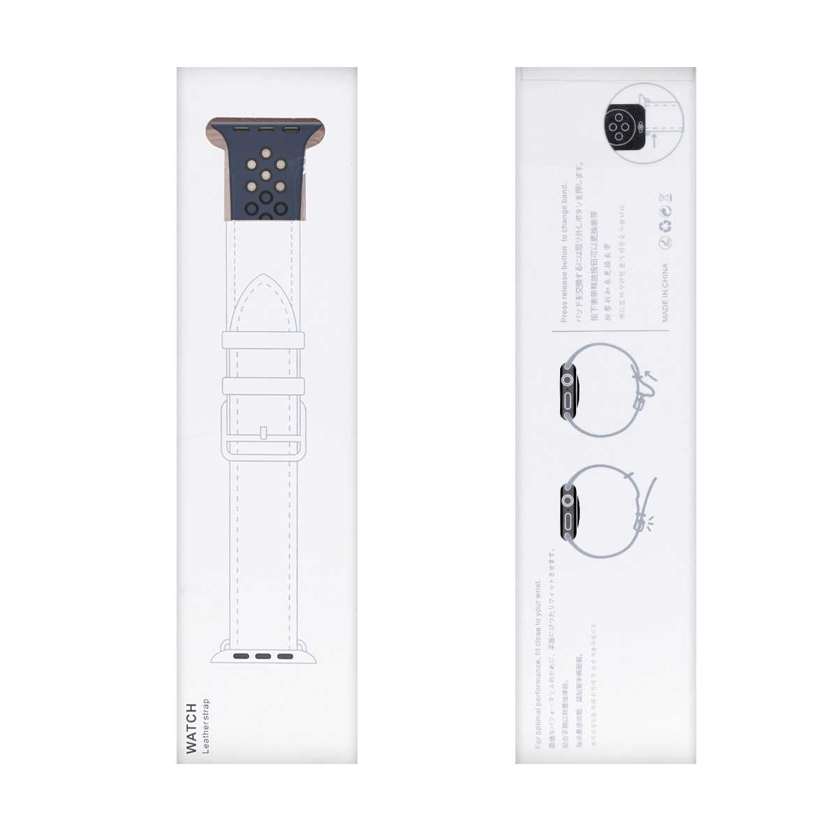 Silicone Double Color Sport Band For Apple Watch 42mm, 44mm, 45mm, 49mm Blue, Black Retail Box