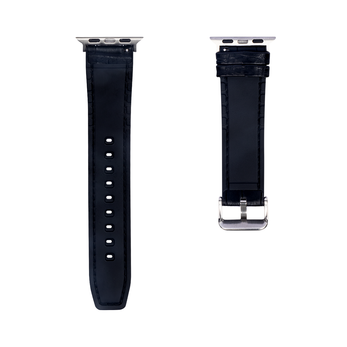 Silicone And Leather Band Alligator Grain For Apple Watch 38mm, 40mm, 41mm Black, Red Retail Box