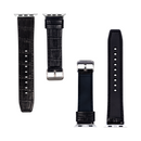 Silicone And Leather Band Alligator Grain For Apple Watch 42mm, 44mm, 45mm, 49mm Black Retail Box