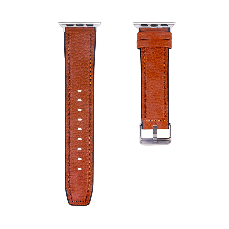 For Apple Watch 38mm, 40mm, 41mm Silicone and Leather Band Light Brown Retail Box