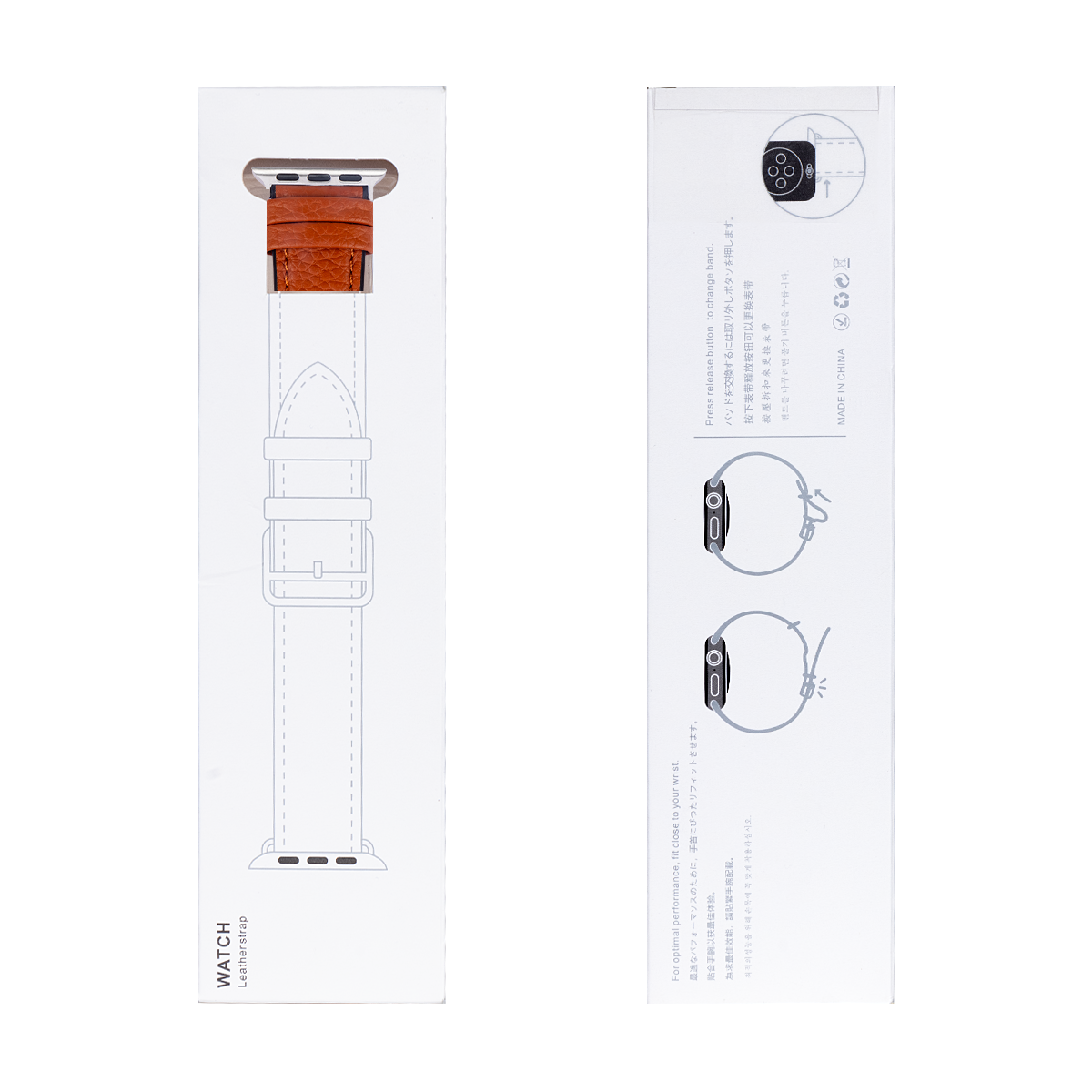 Silicone And Leather Band For Apple Watch 38mm, 40mm, 41mm Light Brown Retail Box