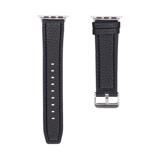 Silicone And Leather Band For Apple Watch 42mm, 44mm, 45mm, 49mm Black Retail Box