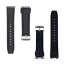 Silicone And Leather Band For Apple Watch 42mm, 44mm, 45mm, 49mm Black Retail Box