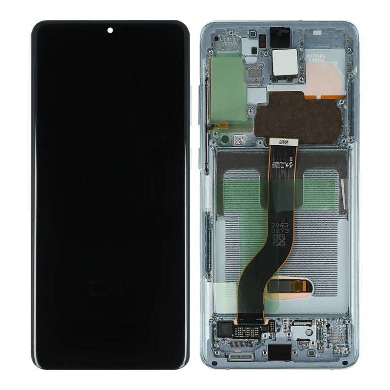 Samsung Galaxy S20 Plus G985F, S20 Plus 5G G986F Display And Digitizer With Frame Cloud Blue Without Camera Service Pack