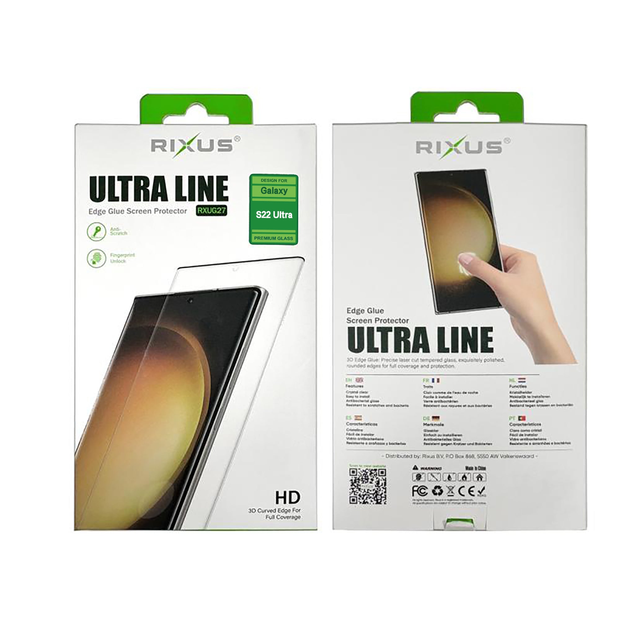 Rixus Clear HD Ultra Line Tempered Glass For Samsung Galaxy S22 Ultra