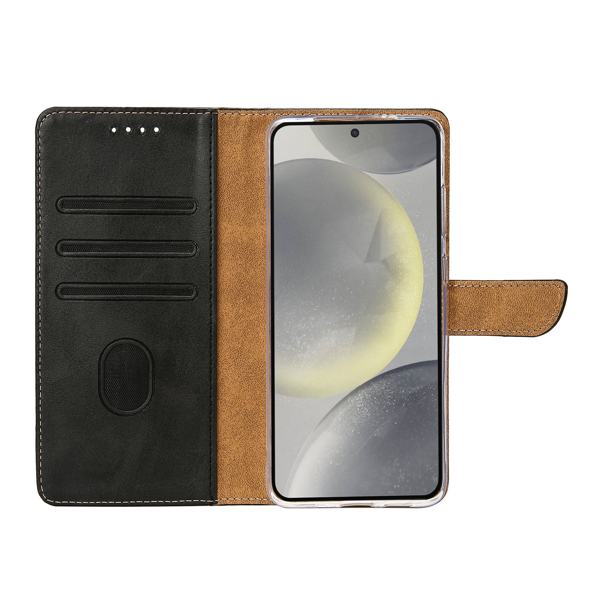 Rixus Bookcase For Samsung Galaxy S24 Plus, S25 Plus Black