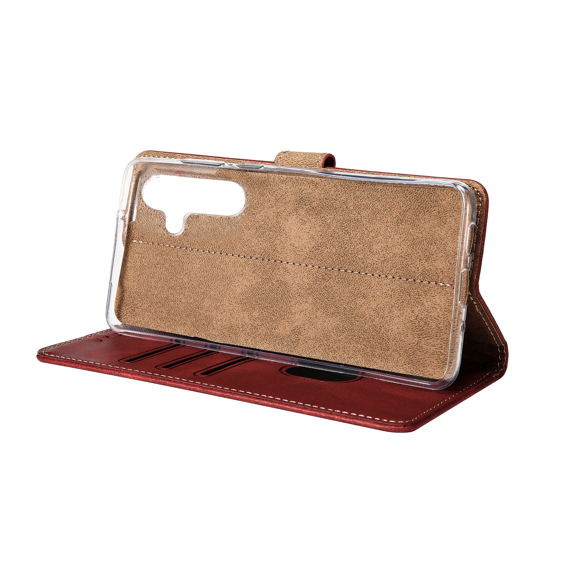 Rixus Bookcase For Samsung Galaxy S24 Plus, S25 Plus Dark Red