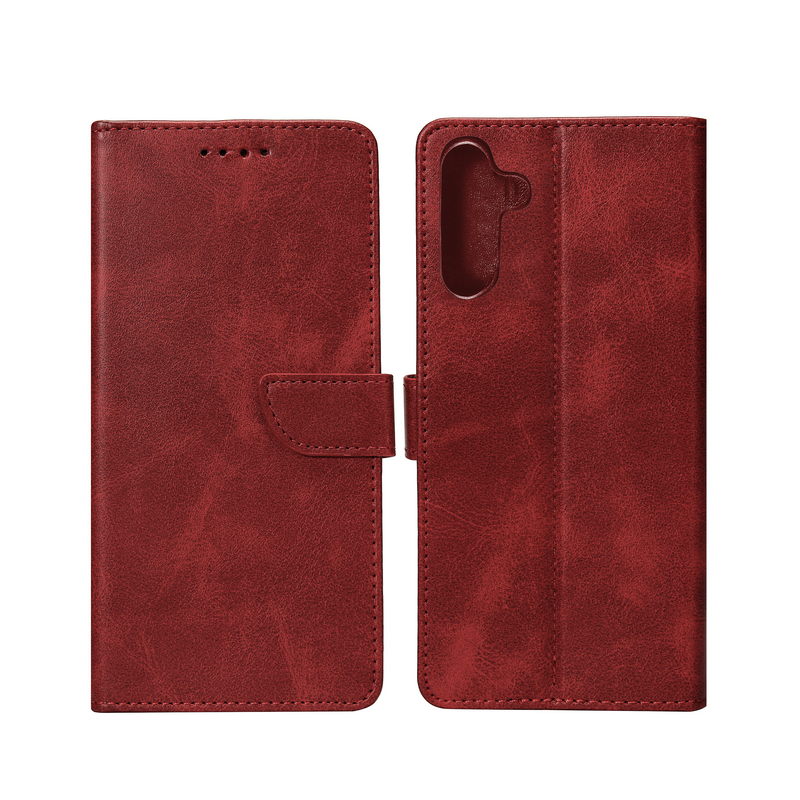 Rixus Bookcase For Samsung Galaxy S24 Plus 5G S926B Dark Red