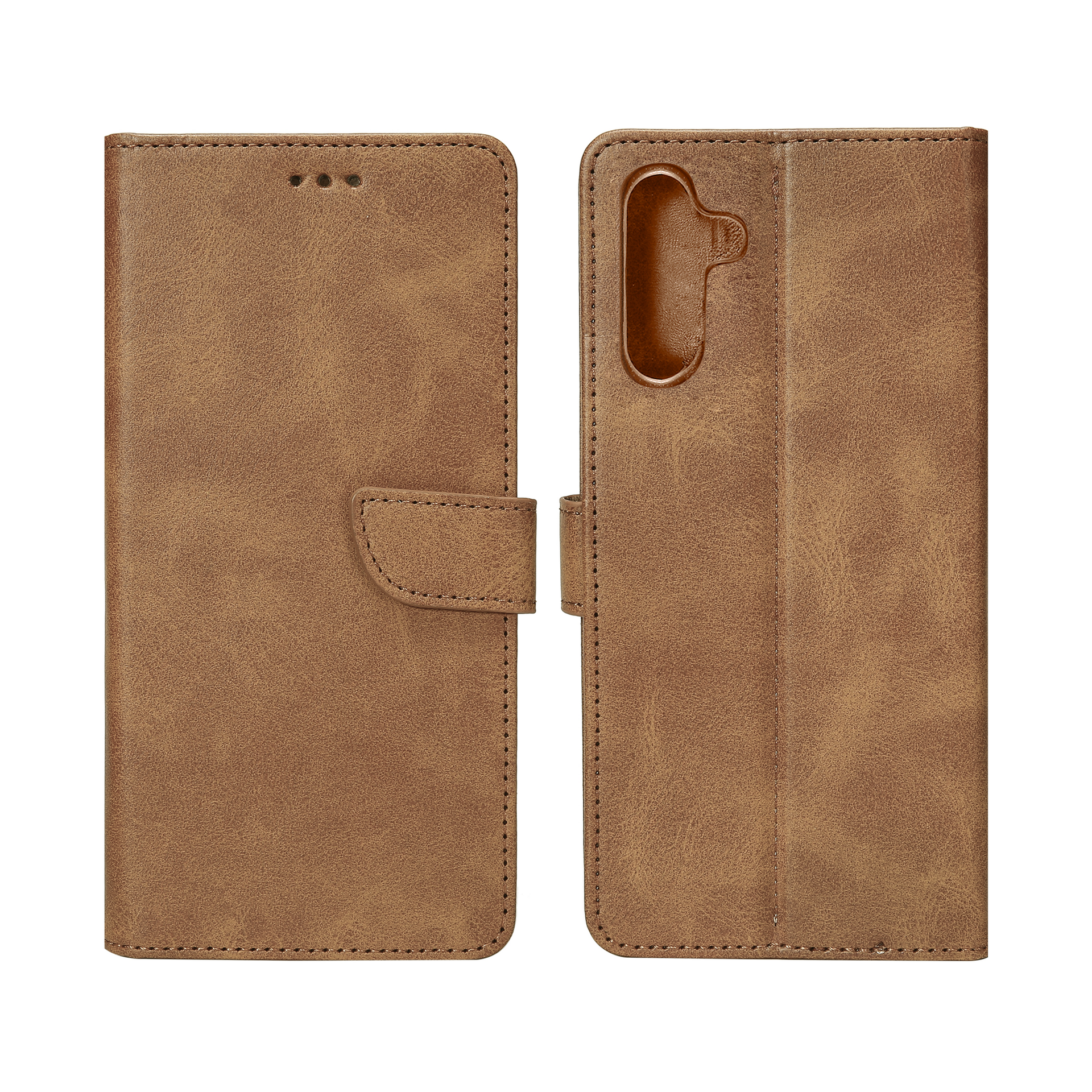 Rixus Bookcase For Samsung Galaxy S24 Plus, S25 Plus Light Brown
