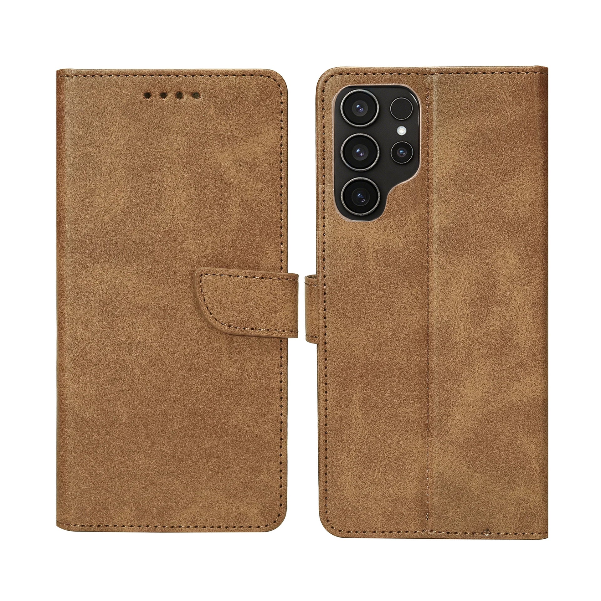 Rixus Bookcase For Samsung Galaxy S24 Ultra 5G Light Brown