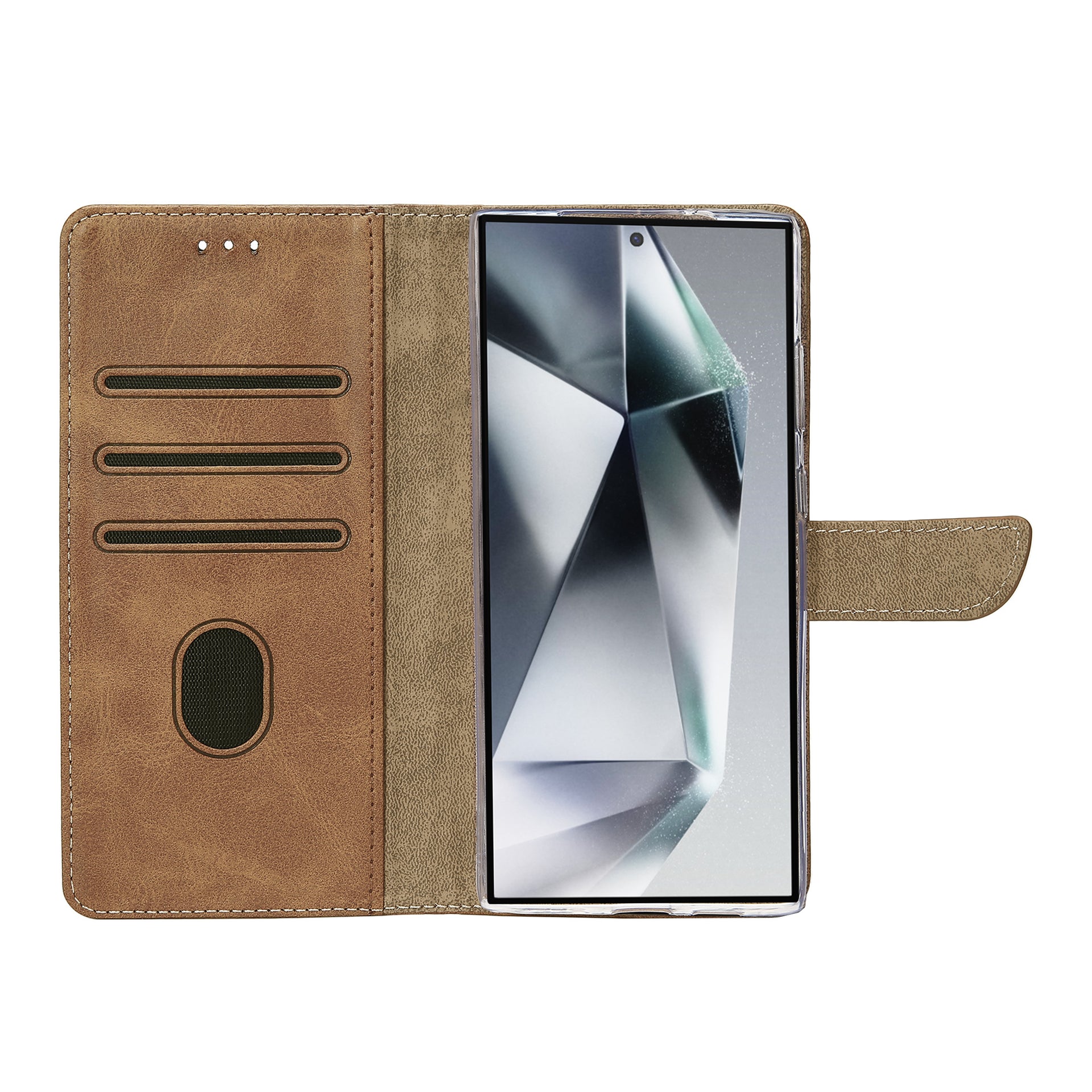 Rixus Bookcase For Samsung Galaxy S24 Ultra 5G Light Brown