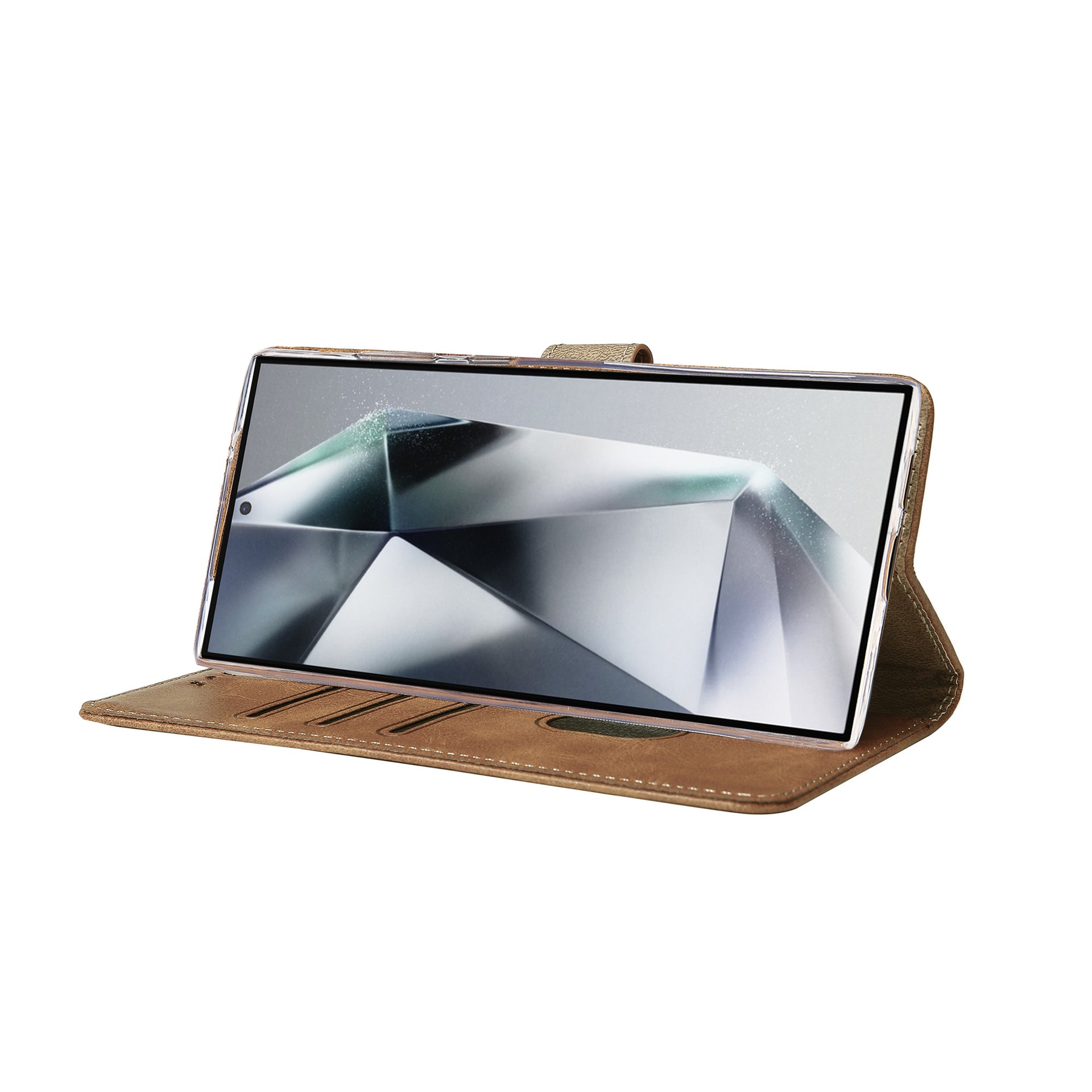 Rixus Bookcase For Samsung Galaxy S24 Ultra 5G Light Brown