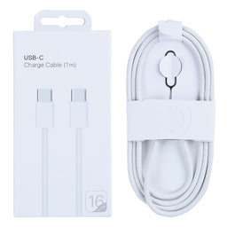 For Apple iPhone 15, 16, 17 Series USB-C To USB-C Woven Cable 100cm 60W  White Retail Box