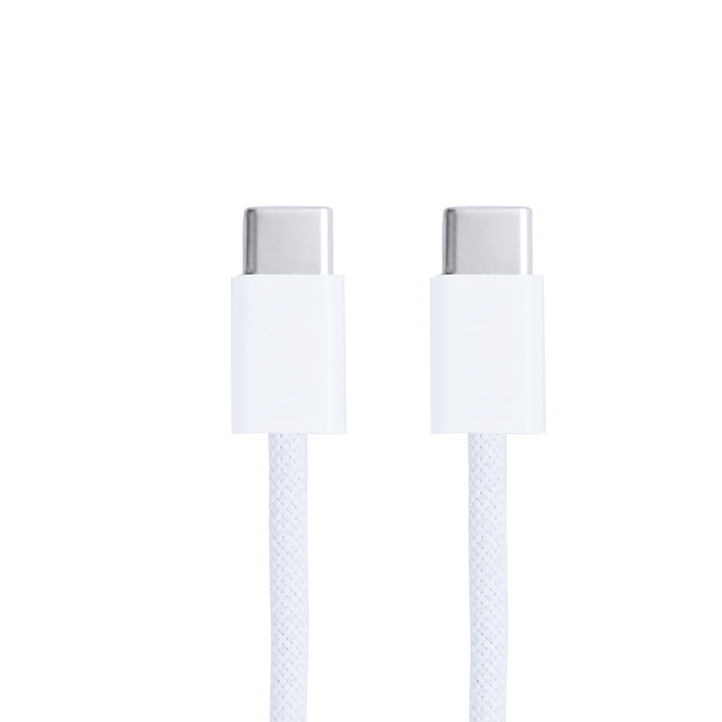For Apple iPhone 15 USB-C to USB-C Cable 100cm 60W Woven White Retail Box
