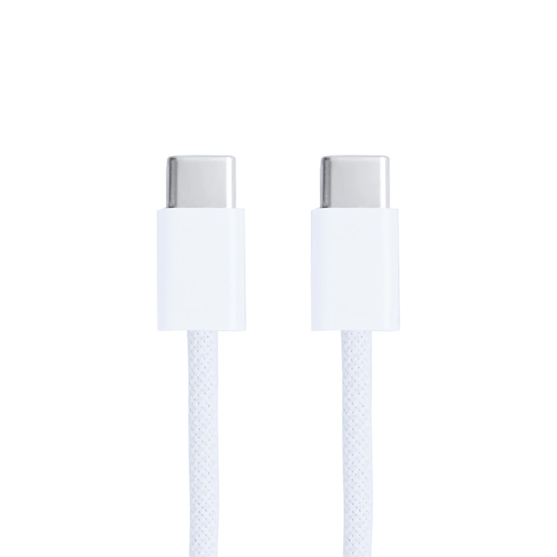 For Apple iPhone 15, 16, 17 Series USB-C To USB-C Woven Cable 200cm 60W White Retail Box
