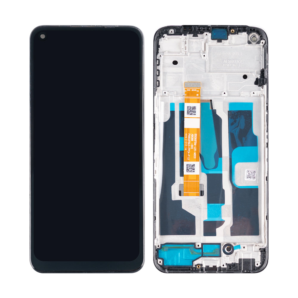 Realme 8i, Narzo 50 Display And Digitizer With Frame Black Service Pack