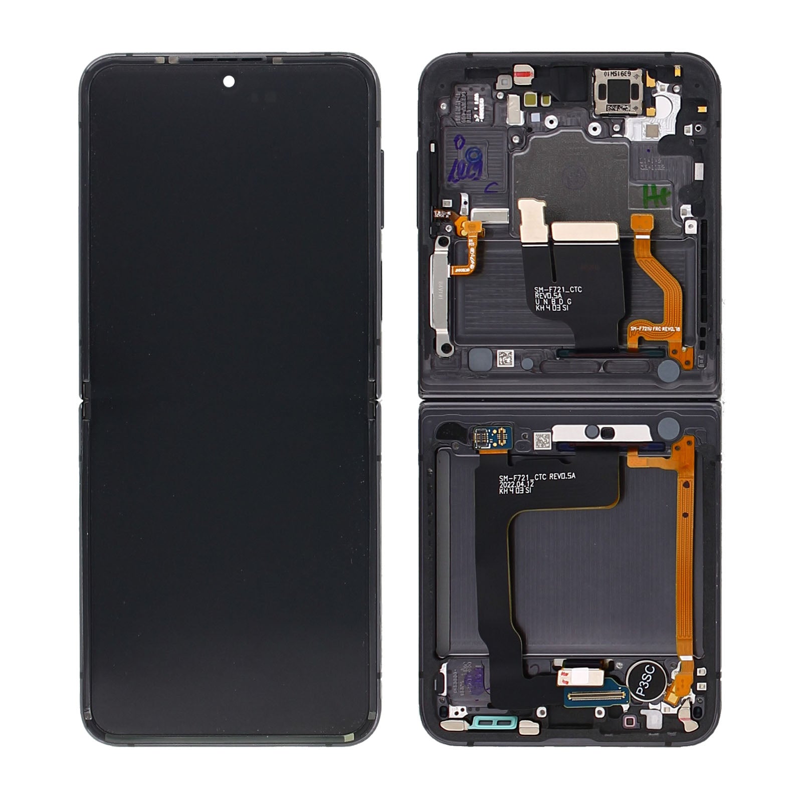 Samsung Galaxy Z Flip4 F721B Main Display And Digitizer With Frame Graphite Service Pack
