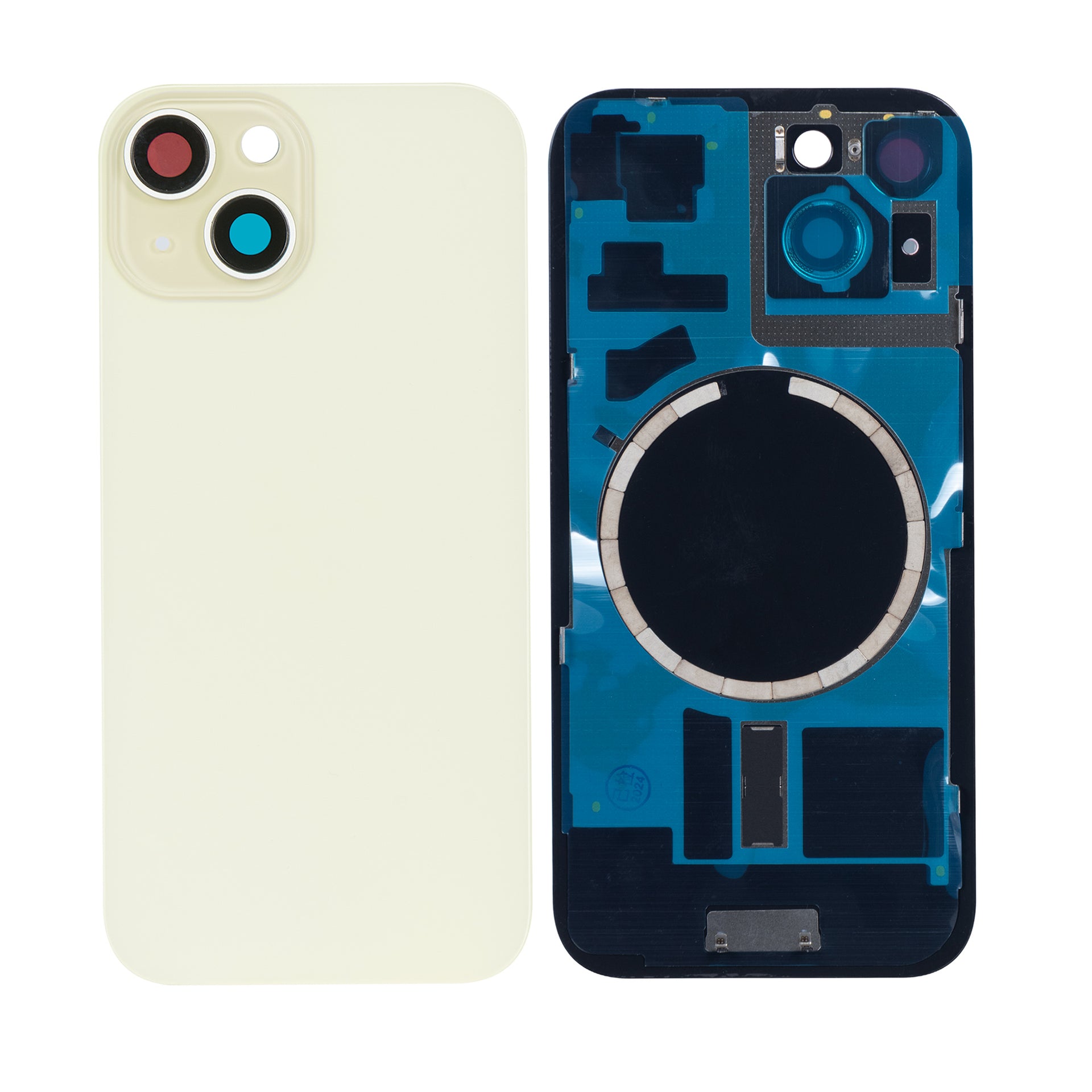 For Apple iPhone 15 Back Glass Without NFC, Enlarged Camera Frame Yellow Compatible