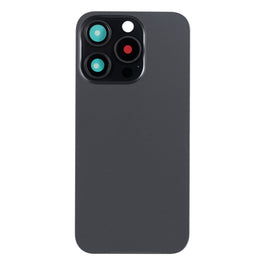 For Apple iPhone 15 Pro Back Glass Without NFC, Enlarged Camera Frame Black Titanium Compatible