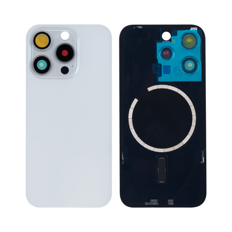 For iPhone 15 Pro Extra Glass With Enlarged Camera Frame White Titanium Compatible