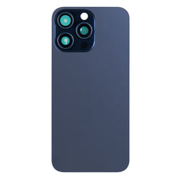 For Apple iPhone 15 Pro Back Glass Without NFC, Enlarged Camera Frame Blue Titanium Compatible