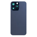 For Apple iPhone 15 Pro Back Glass Without NFC, Enlarged Camera Frame Blue Titanium Compatible