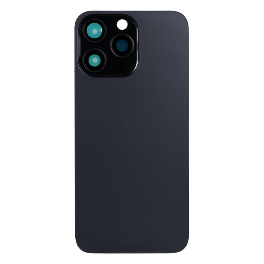 For Apple iPhone 15 Pro Max Back Glass Without NFC, Enlarged Camera Frame Black Titanium Compatible